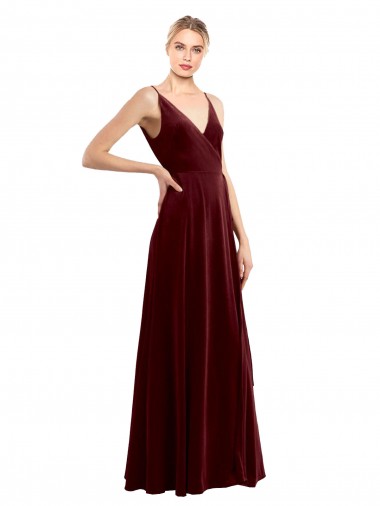 Stretch Velvet A-Line Long Sleeveless V-Back Bridesmaid Dress / Evening Dress Sheffield
