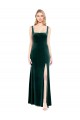 Stretch Velvet A-Line Long Sleeveless Side Slit Prom Dresses Sheffield