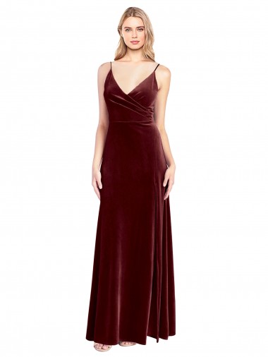 Stretch Velvet A-Line Long Sleeveless V-Back Black Tie Prom Dress / Bridesmaid Dress Sheffield