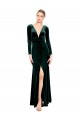 Stretch Velvet A-Line Long Long Sleeves Open Back Black Tie Prom Dress / Bridesmaid Dress Sheffield