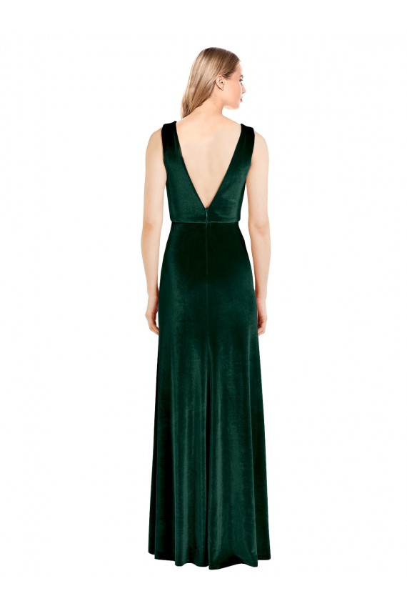 Stretch Velvet A-Line Long Sleeveless V-Back Bridesmaid Dress / Formal Dress Sheffield