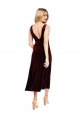 Stretch Velvet A-Line Midi Length Sleeveless V-Back Burgundy Prom Dresses Sheffield