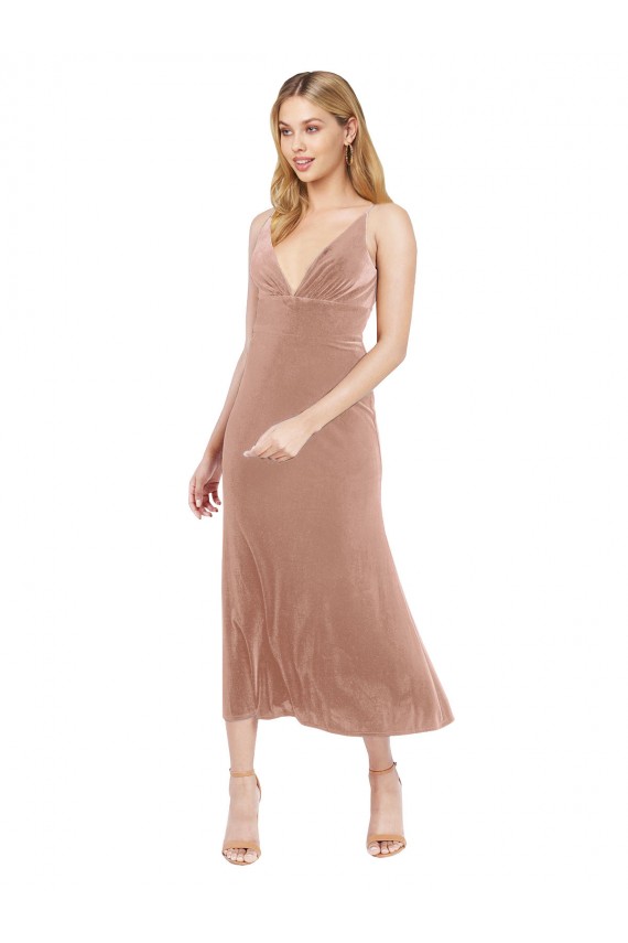 Stretch Velvet A-Line Midi Length Sleeveless V-Back Prom Dress / Bridesmaid Dress Sheffield