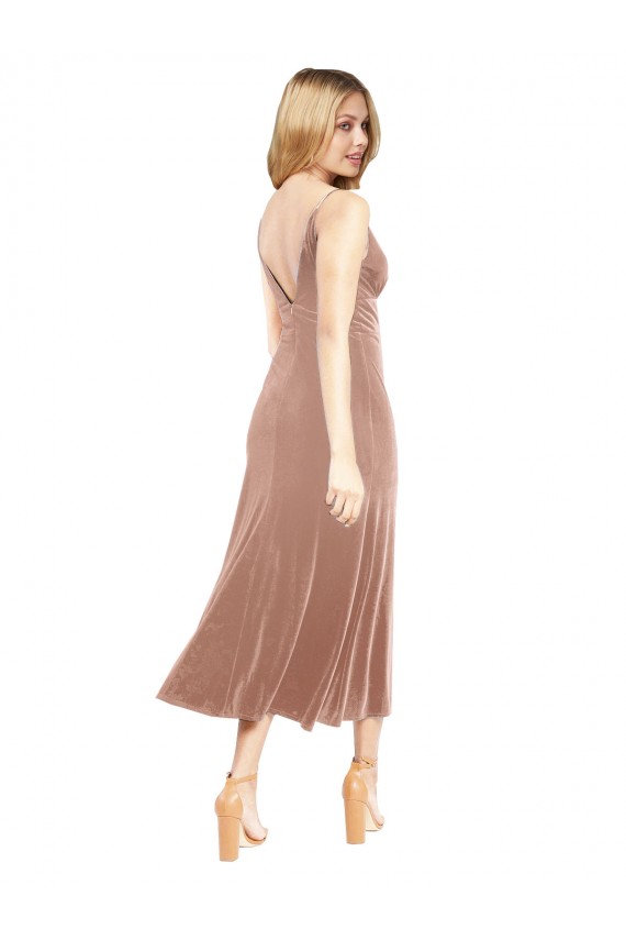 Stretch Velvet A-Line Midi Length Sleeveless V-Back Prom Dress / Bridesmaid Dress Sheffield