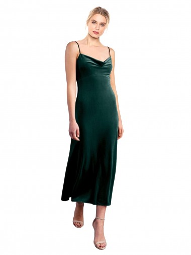 Stretch Velvet A-Line Midi Length Sleeveless Low Back Prom Dress / Bridesmaid Dress Sheffield