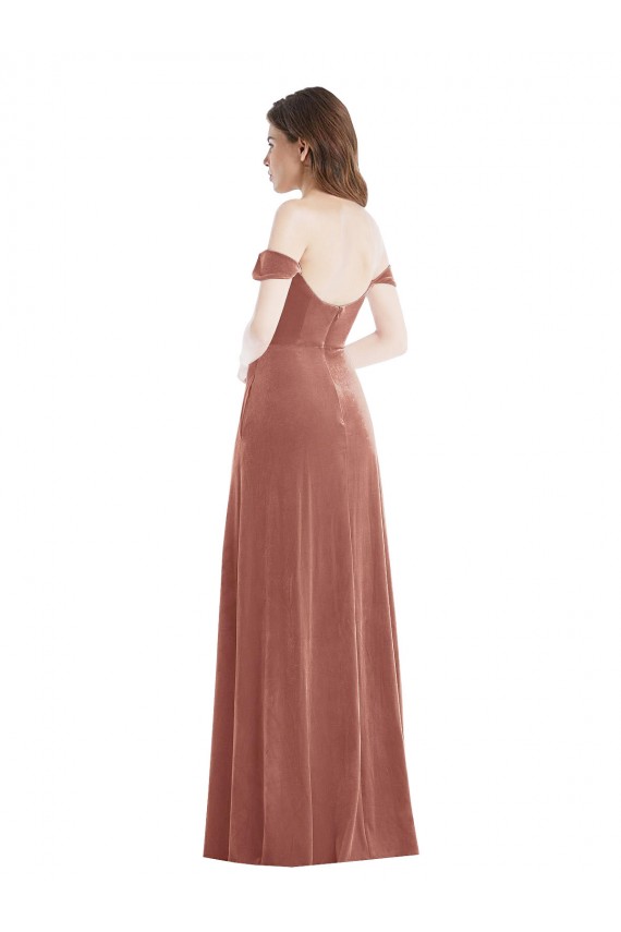 Stretch Velvet A-Line Long Sleeveless Cinnamon Rose Prom Dresses Sheffield