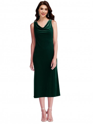 Stretch Velvet Sheath Midi Length Sleeveless V-Back Evening Gown / Prom Dress / Bridesmaid Dress Sheffield