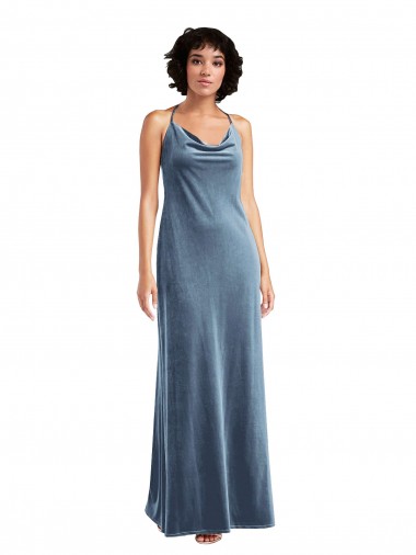 Stretch Velvet Sheath Long Sleeveless V-Back Bridesmaid Dress / Evening Dress Sheffield