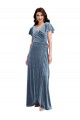 Stretch Velvet A-Line Long Flutter Sleeves Black Tie Evening Gown / Prom Dress / Bridesmaid Dress Sheffield