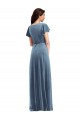 Stretch Velvet A-Line Long Flutter Sleeves Black Tie Evening Gown / Prom Dress / Bridesmaid Dress Sheffield