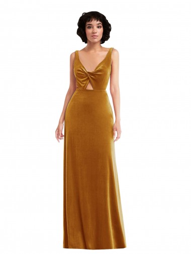 Stretch Velvet Trumpet Long Sleeveless V-Back Semi Formal Evening Dress / Prom Dress / Bridesmaid Dress Sheffield