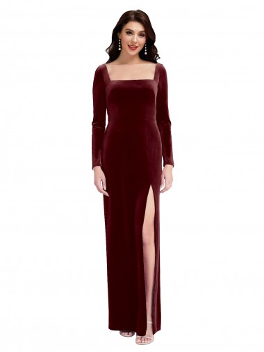 Stretch Velvet A-Line Long Long Sleeves Low Back Prom Dress / Bridesmaid Dress Sheffield