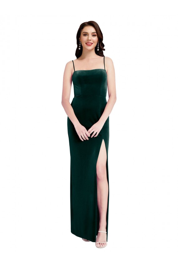 Stretch Velvet Sheath Long Sleeveless Low Back Prom Dress / Bridesmaid Dress Sheffield