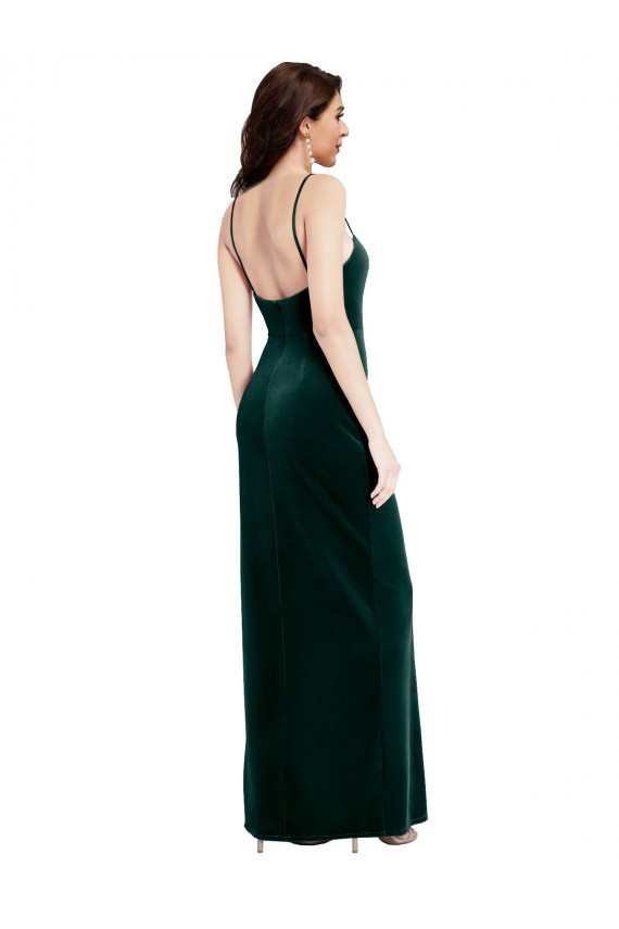 Stretch Velvet Sheath Long Sleeveless Low Back Prom Dress / Bridesmaid Dress Sheffield