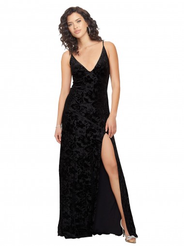 Floral Velvet & Stretch Velvet Sheath Long Sleeveless Open Back Bridesmaid Dress Sheffield