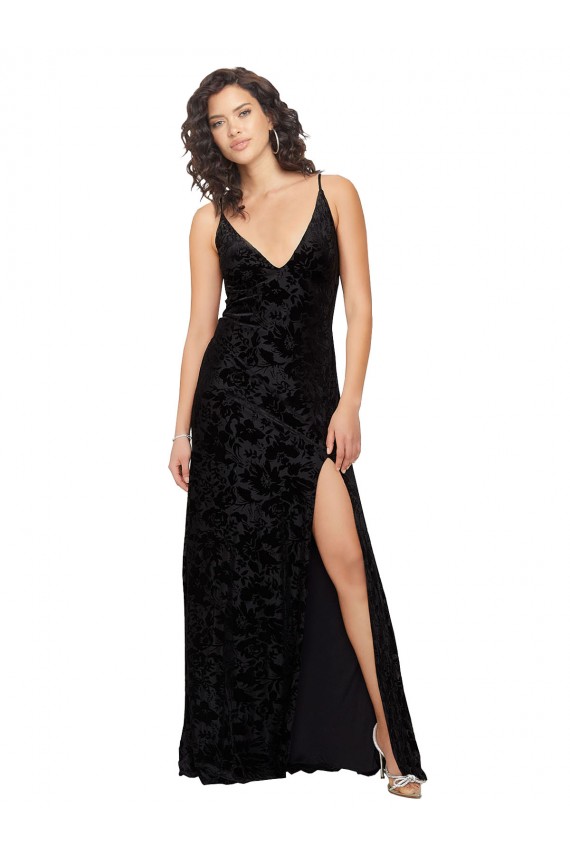 Floral Velvet & Stretch Velvet Sheath Long Sleeveless Open Back Bridesmaid Dress Sheffield