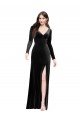Stretch Velvet Column Long Long Sleeves V-Back Formal Evening Gown / Prom Dress / Bridesmaid Dress Sheffield