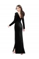 Stretch Velvet Column Long Long Sleeves V-Back Formal Evening Gown / Prom Dress / Bridesmaid Dress Sheffield