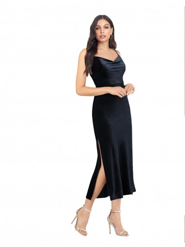 Stretch Velvet Column Midi Length Sleeveless Low Back Formal Evening Gown / Prom Dress / Bridesmaid Dress Sheffield