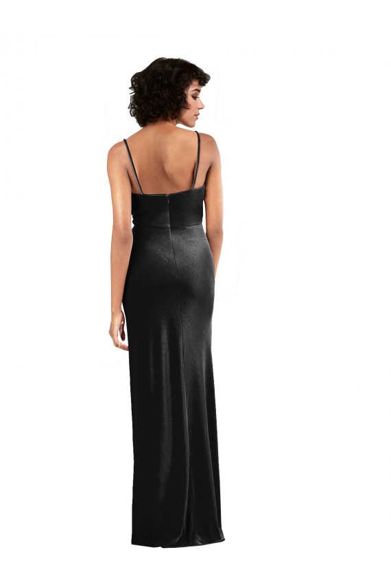 Stretch Velvet Column Long Sleeveless Low Back Black Tie Evening Gown / Prom Dress / Bridesmaid Dress Sheffield