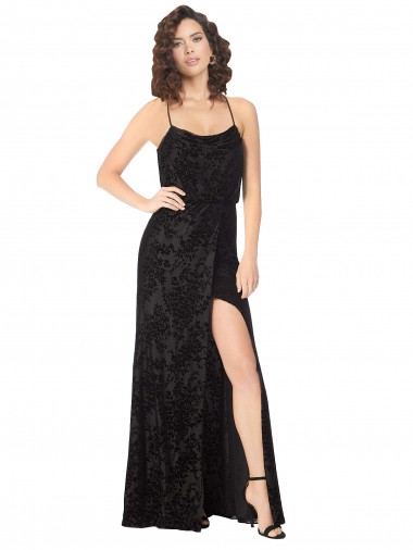 Floral Velvet & Stretch Velvet A-Line Long Sleeveless Criss Cross Back Bridesmaid Dress Sheffield