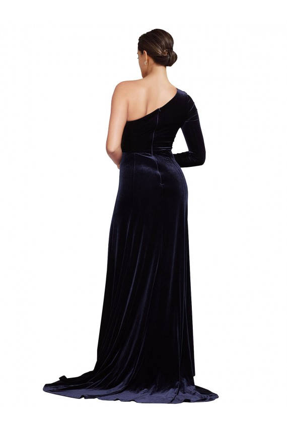 Stretch Velvet A-Line Sweep Train Long Sleeves Formal Evening Gown / Prom Dress / Bridesmaid Dress Sheffield