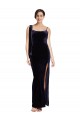 Stretch Velvet Sheath Long Sleeveless Low Back High Side Slit Prom Dresses Sheffield