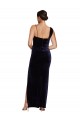 Stretch Velvet Sheath Long Sleeveless Low Back High Side Slit Prom Dresses Sheffield