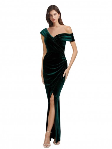 Stretch Velvet Sheath Long Sleeveless High Low Evening Gown / Prom Dress / Bridesmaid Dress Sheffield