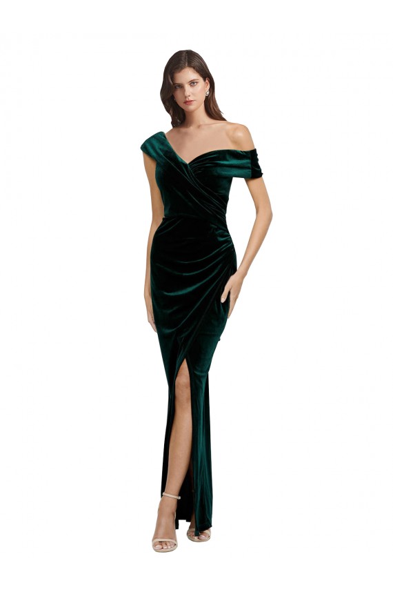 Stretch Velvet Sheath Long Sleeveless High Low Evening Gown / Prom Dress / Bridesmaid Dress Sheffield
