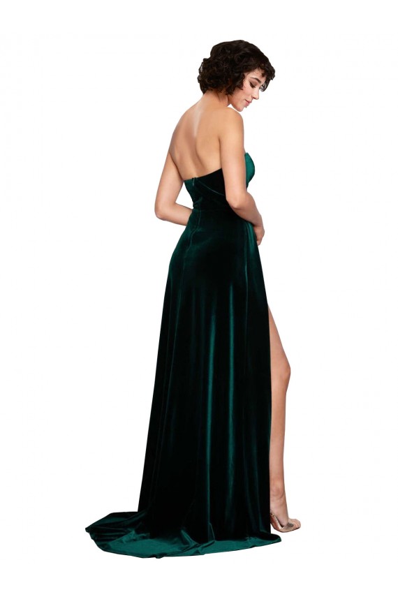 Stretch Velvet A-Line Sweep Train Sleeveless Low Back Semi Formal Evening Dress / Prom Dress / Bridesmaid Dress Sheffield
